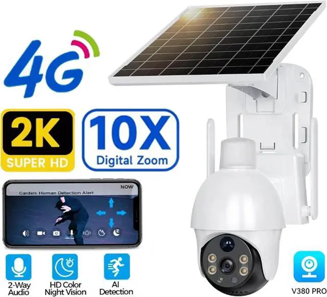 Alt view image 6 of 6 - WiFi 8MP Solar Outdoor Cameras PTZ Surveillance Outdoor Waterproof Security Cams Color Night Vision Smart Home(E Plug,4G Camera)