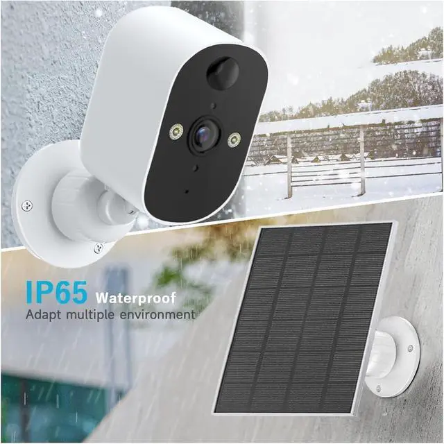 Alt view image 2 of 6 - 1080P WiFi Solar Camera Outdoor Solar Battery Powered Security Camera PIR Motion Alarm TF Cloud Audio Night Vision(Cam NO SD Card)