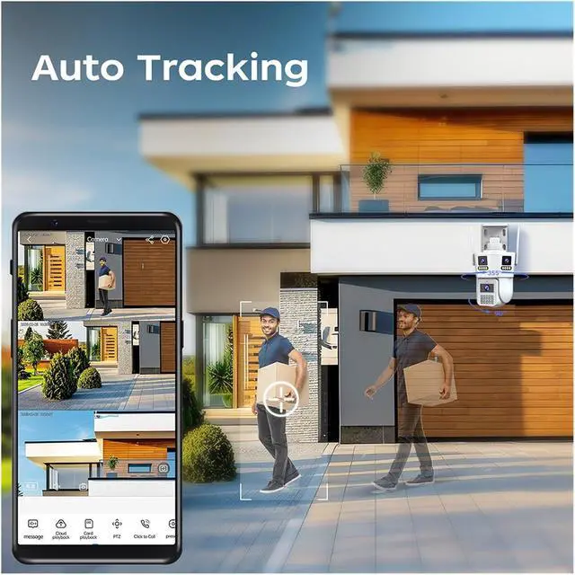 Alt view image 4 of 7 - 12MP 6K Triple Lens WiFi PTZ Waterproof Outdoor Security Camera, AI Auto Motion Tracking Wireless Surveillance Camera for All-Round Property Protection(6K CAM)