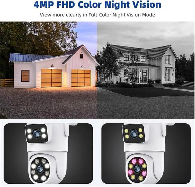 Alt view image 5 of 6 - 4MP Dual Lens Solar Battery Powered WiFi Outdoor Security Camera Color Night Vision PIR Motion Detection Auto Tracking(Solar Cam)