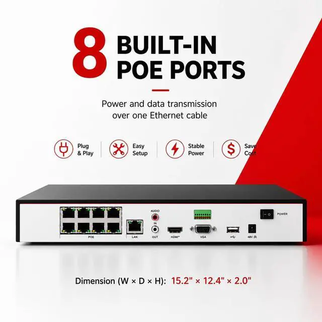 Alt view image 7 of 7 - DS-7608NXI-K2/8P 8 Channel 4K PoE NVR with AI Human & Vehicle Detection, H.265+, 8 Built-in PoE Ports, Supports Up to 12MP IP Cameras, Compatible with k IP Camera(No Hard Drive)