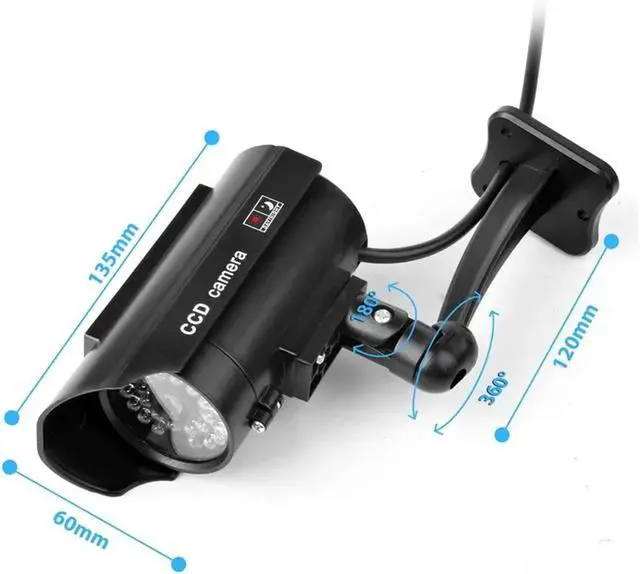 Alt view image 4 of 6 - Fake Camera Dummy Waterproof Security CCTV Surveillance Camera with Flashing Red Led Light Outdoor Indoor(Dummy Camera x3)