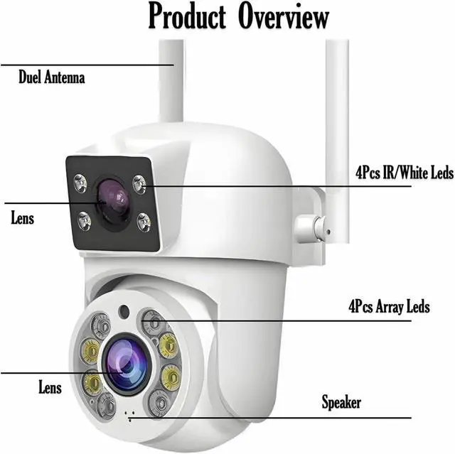 Alt view image 6 of 6 - Tuya 8MP WiFi IP Camera PTZ Dual Lens Dual Screen Manual Detection Full Color Night Vision Outdoor Security Surveillance Camera(EU Plug,8MP 2.4G Only Camera)