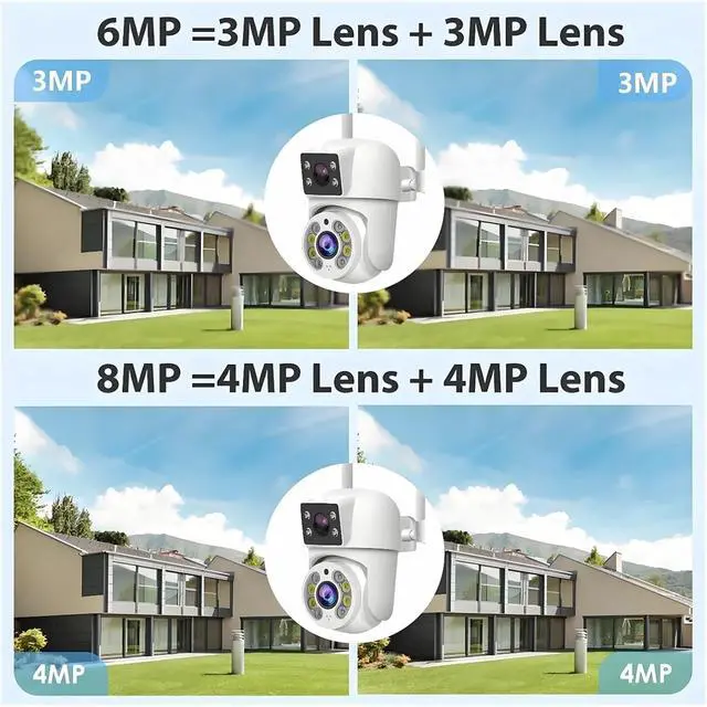 Alt view image 4 of 6 - Tuya 8MP WiFi IP Camera PTZ Dual Lens Dual Screen Manual Detection Full Color Night Vision Outdoor Security Surveillance Camera(EU Plug,8MP 2.4G Only Camera)