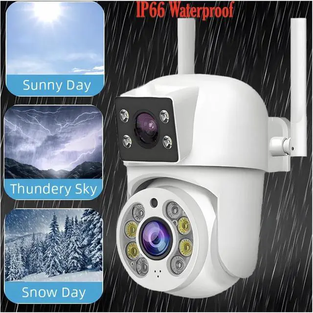 Alt view image 5 of 6 - Tuya 8MP WiFi IP Camera PTZ Dual Lens Dual Screen Manual Detection Full Color Night Vision Outdoor Security Surveillance Camera(EU Plug,8MP 2.4G Only Camera)