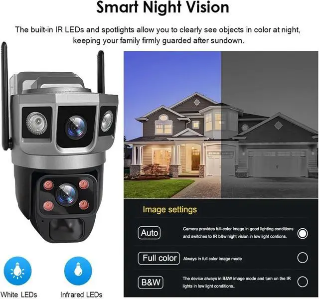 Alt view image 7 of 7 - V380 Pro 12MP Solar WiFi IP Camera CCTV Two Lens Three Screen Auto Tracking Outdoor 6K Security Surveillance PTZ Camera(Camera add 64G Card)