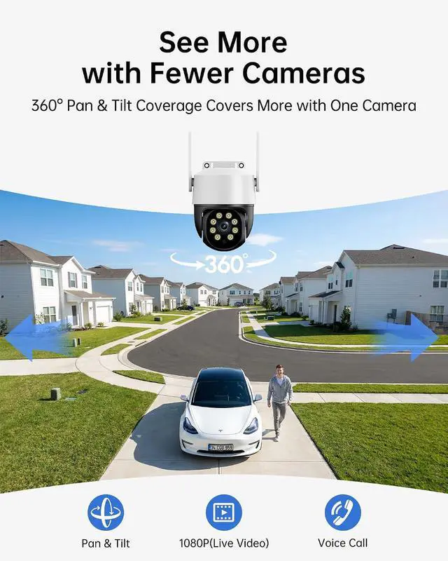 Alt view image 3 of 7 - 5MP WiFi Security Camera System with 8-Channel NVR, 3TB Hard Drive, 8 Indoor Outdoor Cameras, 360° Ptz, Night Vision, IP66 Waterproof, App Control