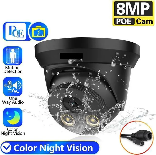 Alt view image 2 of 7 - IP Camera IPC-8MP HD Black POE Metal Case Built-in MIC Color Night Vision Surveillance Video for IP 4K 10CH NVR