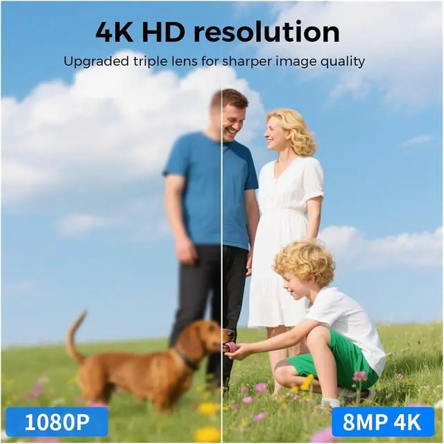 Alt view image 3 of 6 - 4K PTZ WiFi IP Camera 8MP Dual Lens AI Human Detection Outdoor Security CCTV with Dual Screens ICSEE App Control(UK Plug,8MP Add 128G SD Card)