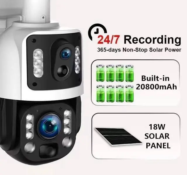 Alt view image 5 of 6 - for UBOX 36X Zoom Solar Security Camera Wireless Outdoor, 3MP Dual Lens PTZ Camera with 20X Optical Zoom, PIR AI Human Detection, Night Vision, Two-Way Audio, Solar Powered, IP66 Waterproof2