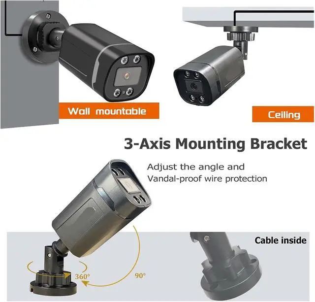 Alt view image 2 of 6 - 4K Poe Security Camera Outdoor Indoor 4MP/5MP/8MP Audio Night Vision Waterproof Bullet Surveillance CCTV IP Camera for NVR(3.6mm,5MP)