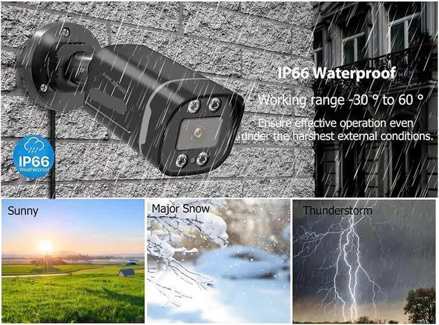 Alt view image 3 of 6 - 4K Poe Security Camera Outdoor Indoor 4MP/5MP/8MP Audio Night Vision Waterproof Bullet Surveillance CCTV IP Camera for NVR(3.6mm,5MP)
