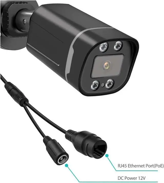 Alt view image 6 of 6 - 4K Poe Security Camera Outdoor Indoor 4MP/5MP/8MP Audio Night Vision Waterproof Bullet Surveillance CCTV IP Camera for NVR(3.6mm,5MP)