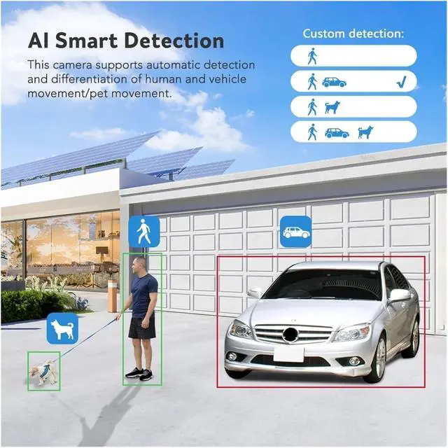 Alt view image 4 of 6 - WiFi / 4G Sim Card Security Camera Dual 4K 8MP Ultra HD Lens 10X Digital Zoom AI Human/Vehicle/Pets Smart Detection 16MP Camera(16MP WiFi NO TF Card)