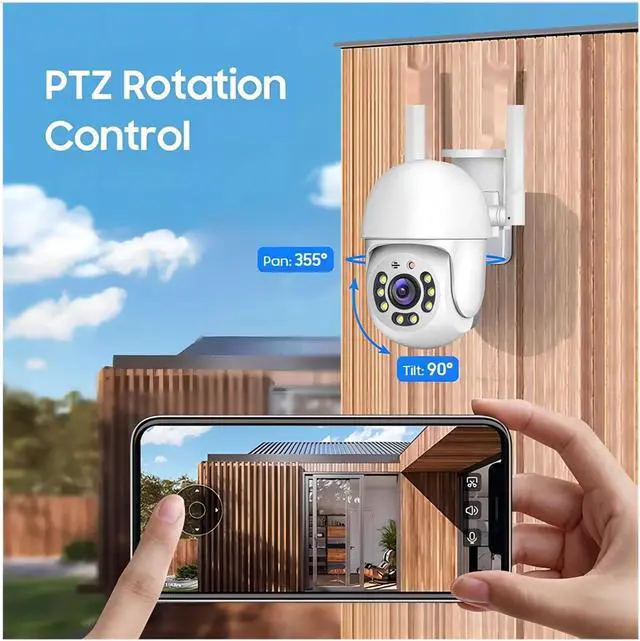 Alt view image 7 of 7 - Tuya 4MP PTZ WiFi Network Camera Security Protection Outdoor IP66 Waterproof 5G Dual-Band Camera Home Video Surveillance(US Plug,4MP 5g)