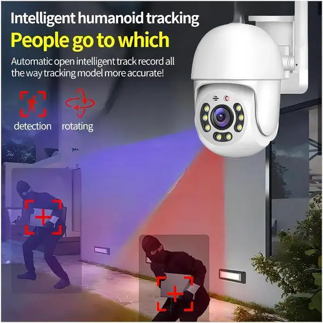 Alt view image 3 of 7 - Tuya 4MP PTZ WiFi Network Camera Security Protection Outdoor IP66 Waterproof 5G Dual-Band Camera Home Video Surveillance(US Plug,4MP 5g)