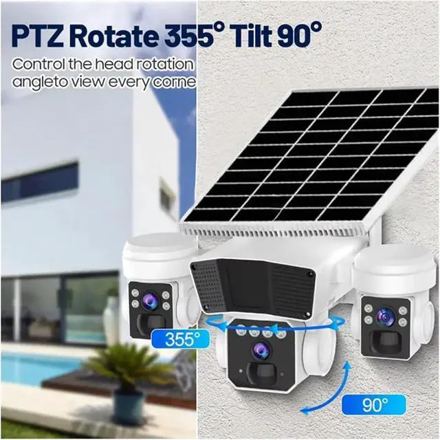 Alt view image 2 of 6 - 6MP Solar Power Triple Lens 4G/WiFi IP Camera Full Color AI Humanoid Detection Home Security CCTV Monitor(WiFi Kind)
