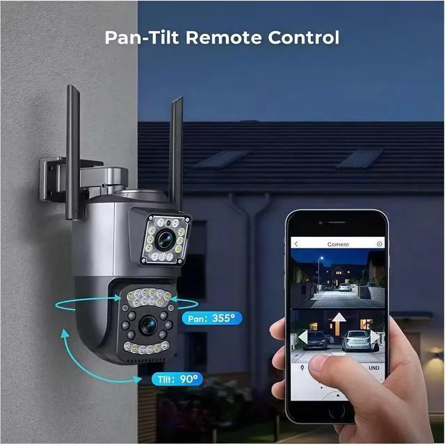 Alt view image 5 of 7 - Camera 8MP 4K Dual Lens Outdoor PTZ IP Cameras Night Vision Security Protection CCTV 4G Sim Card Net Video Surveillence(AU Plug,4G Cam 32G Card)