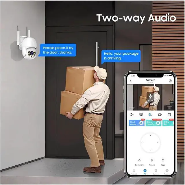 Alt view image 5 of 7 - Tuya 4MP PTZ WiFi Network Camera Security Protection Outdoor IP66 Waterproof 5G Dual-Band Camera Home Video Surveillance(US Plug,4MP 5g)