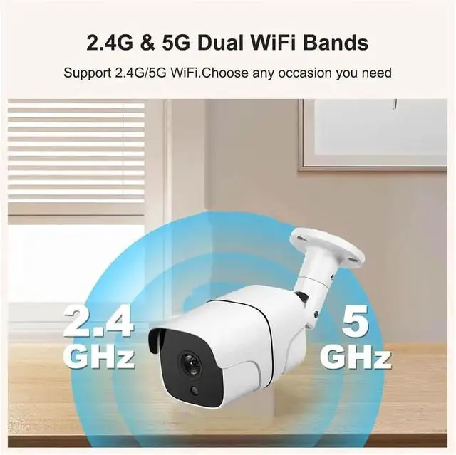 Alt view image 4 of 7 - 5MP 5G WiFi IP Camera Outdoor Bullet Smart Home Security Cameras Auto Tracking Color Night Vision Video Audio Surveillance(EU Plug,5MP with 128G Card)