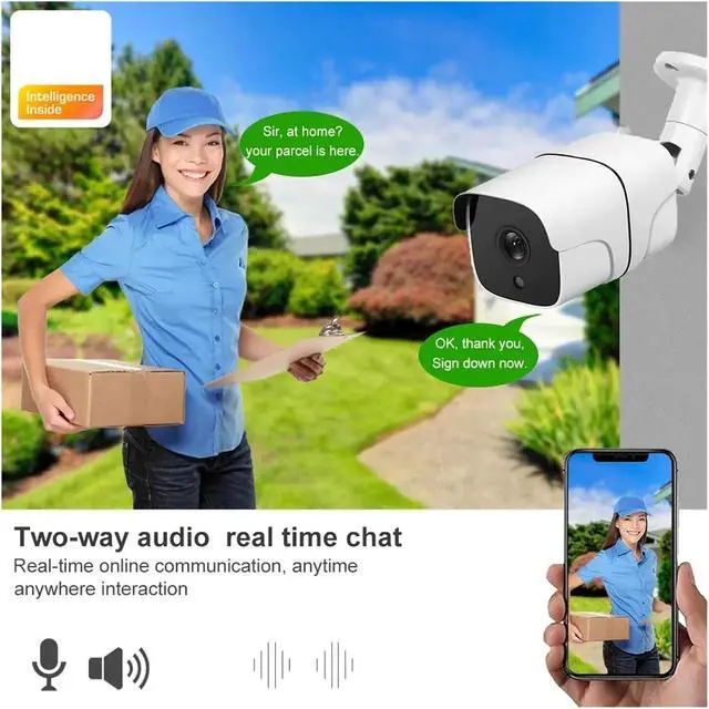 Alt view image 5 of 7 - 5MP 5G WiFi IP Camera Outdoor Bullet Smart Home Security Cameras Auto Tracking Color Night Vision Video Audio Surveillance(EU Plug,5MP with 128G Card)