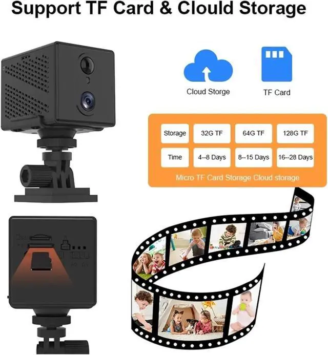 Alt view image 6 of 7 - 64GB 4G SIM Card Mini Camera 5MP 3000mAh Battery WiFi Night Vision Motion Detection CCTV Two-Way Voice IP Camera(WiFi Add 32GB Card)