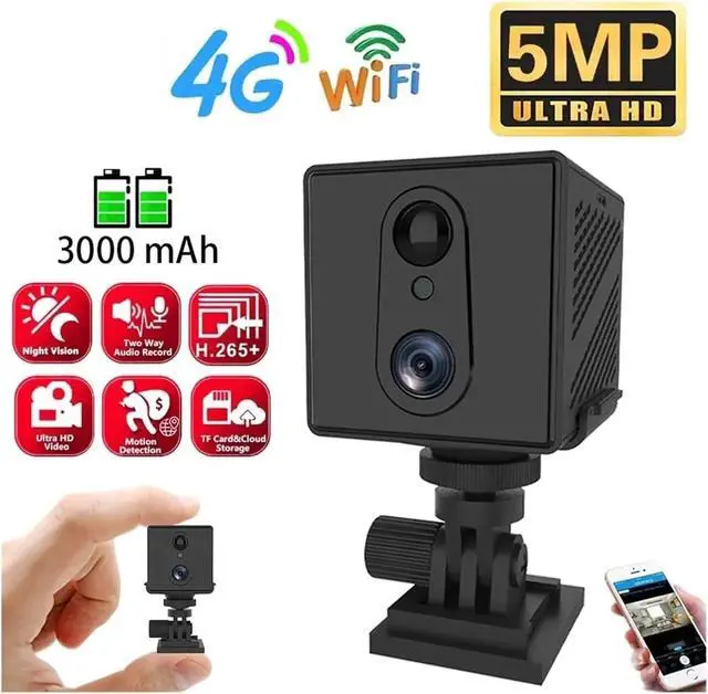 Alt view image 2 of 7 - Mini 4G Security Camera SIM Card WiFi Ultra HD Surveillance Camera 3000 MAh Battery Low Power Voice Intercom CCTV Camcorder(4G NO Card)