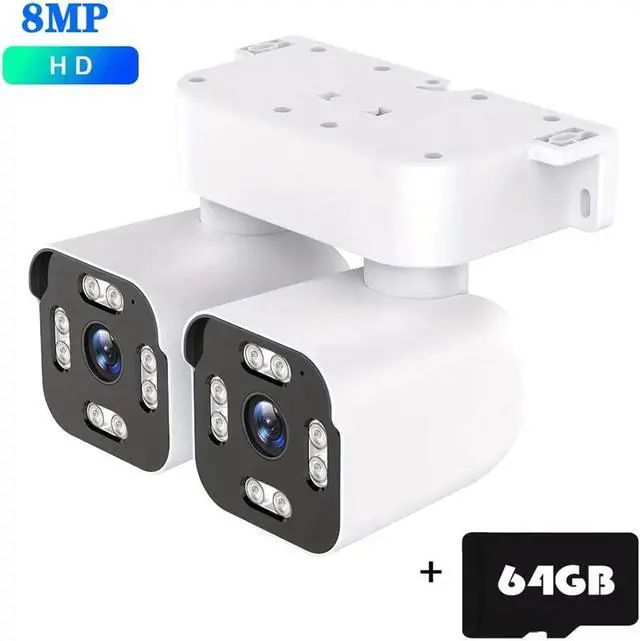 Alt view image 2 of 7 - 4K 8MP Dual Lens Outdoor WiFi PTZ Camera 10X Zoom Waterproof IP Cameras 360° Security Protection CCTV Surveillance Cam(K Plug,8MP with 64G Card)