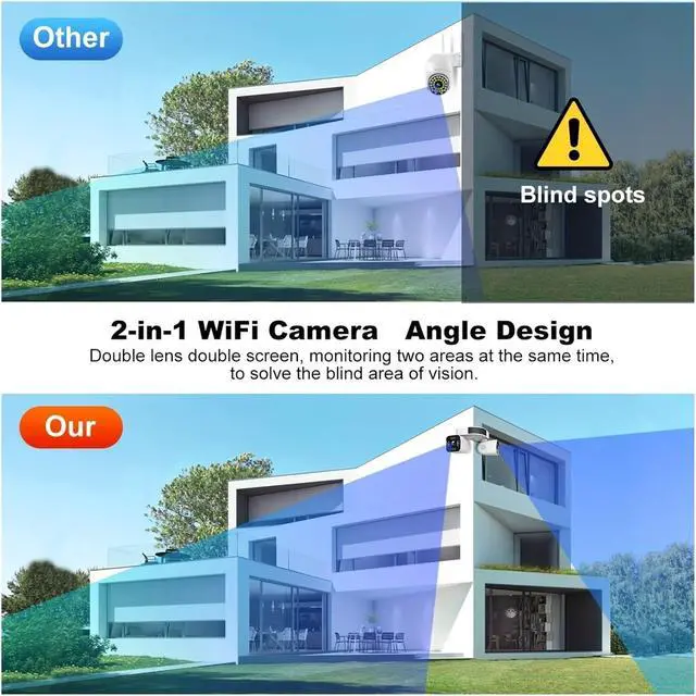 Alt view image 5 of 7 - 4K 8MP Dual Lens Outdoor WiFi PTZ Camera 10X Zoom Waterproof IP Cameras 360° Security Protection CCTV Surveillance Cam(K Plug,8MP with 64G Card)