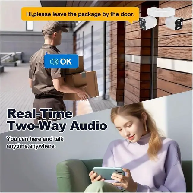 Alt view image 6 of 7 - 4K 8MP Dual Lens Outdoor WiFi PTZ Camera 10X Zoom Waterproof IP Cameras 360° Security Protection CCTV Surveillance Cam(K Plug,8MP with 64G Card)