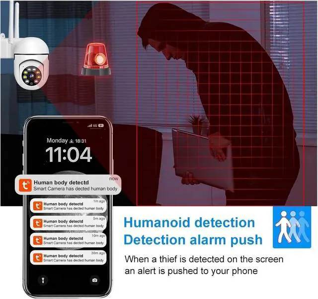 Alt view image 5 of 7 - Tuya WiFi Indoor Security Camera, Two-Way Audio Wall Mounted Home Surveillance Monitor(EU Plug,Camera only)