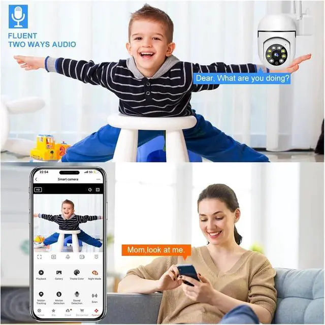 Alt view image 4 of 7 - Tuya WiFi Indoor Security Camera, Two-Way Audio Wall Mounted Home Surveillance Monitor(EU Plug,Camera only)