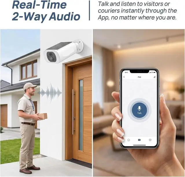Alt view image 4 of 6 - 2K Wireless Solar WiFi Outdoor Security Camera, Built-in Rechargeable Battery with Humanoid Detection, Flash Alarm & Night Vision for All-Day Surveillance 5 Selling Points