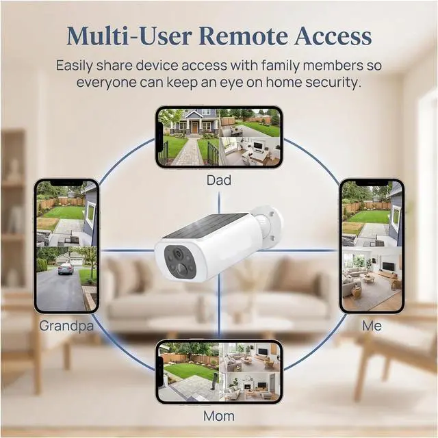 Alt view image 6 of 6 - 2K Wireless Solar WiFi Outdoor Security Camera, Built-in Rechargeable Battery with Humanoid Detection, Flash Alarm & Night Vision for All-Day Surveillance 5 Selling Points