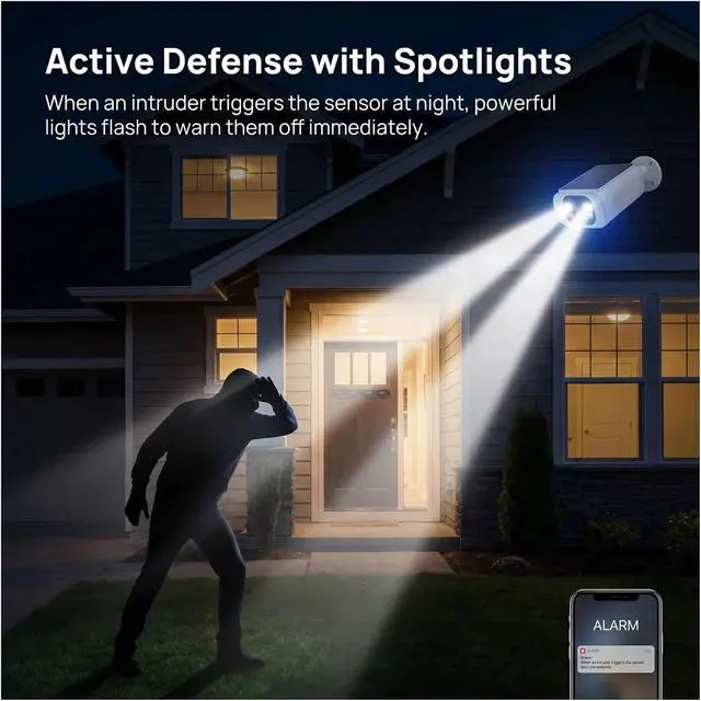 Alt view image 5 of 6 - 2K Wireless Solar WiFi Outdoor Security Camera, Built-in Rechargeable Battery with Humanoid Detection, Flash Alarm & Night Vision for All-Day Surveillance 5 Selling Points