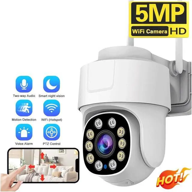 Alt view image 2 of 7 - 5MP Outdoor WiFi PTZ Security Camera, 10X Digital Zoom AI Human Auto Tracking Tuya Compatible Surveillance Cam(EU Plug)