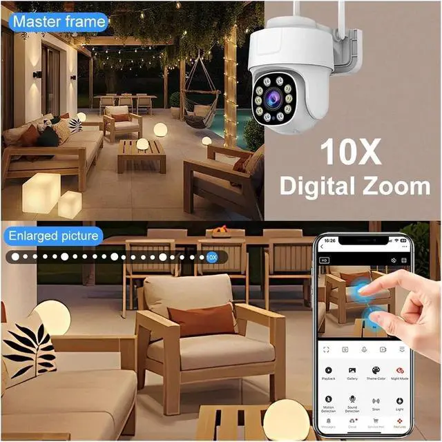 Alt view image 4 of 7 - 5MP Outdoor WiFi PTZ Security Camera, 10X Digital Zoom AI Human Auto Tracking Tuya Compatible Surveillance Cam(EU Plug)