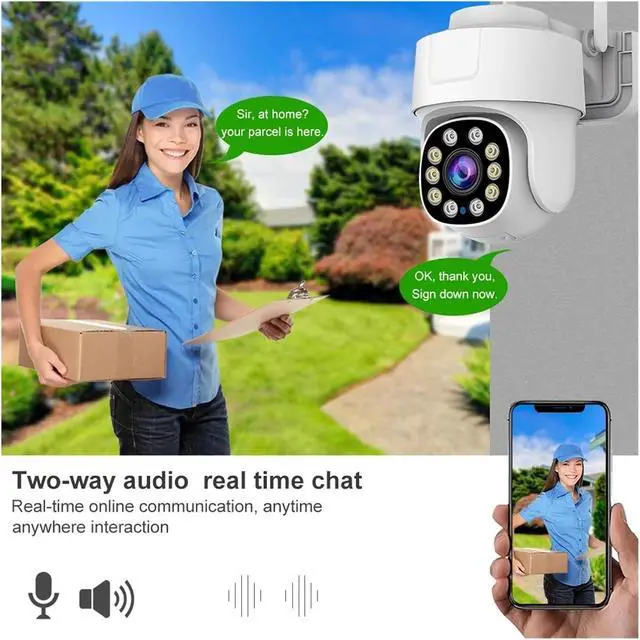 Alt view image 6 of 7 - 5MP Outdoor WiFi PTZ Security Camera, 10X Digital Zoom AI Human Auto Tracking Tuya Compatible Surveillance Cam(EU Plug)