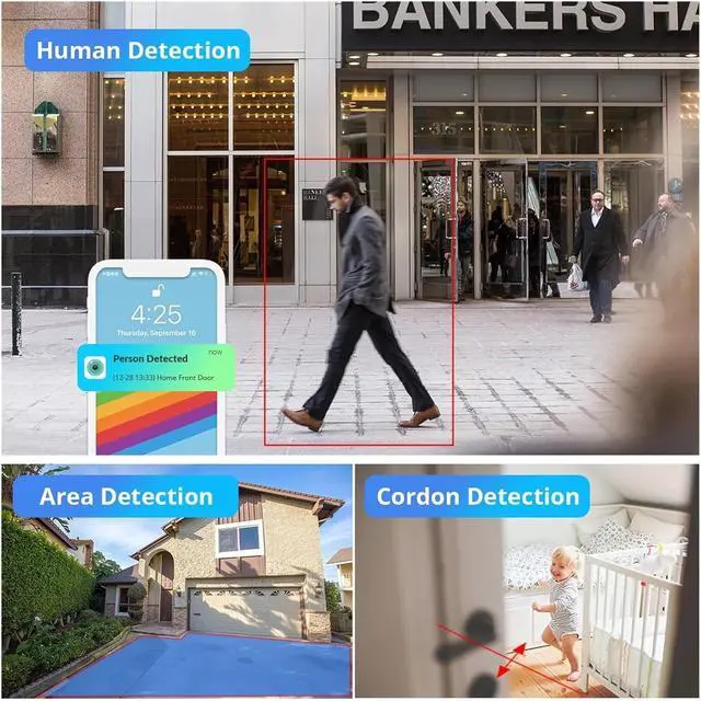 Alt view image 3 of 7 - 5MP WiFi PTZ Outdoor Security Camera, 5X Digital Zoom AI Human Detection Two-Way Audio Wireless Surveillance Cam(EU Plug,5MP NO TF Card)