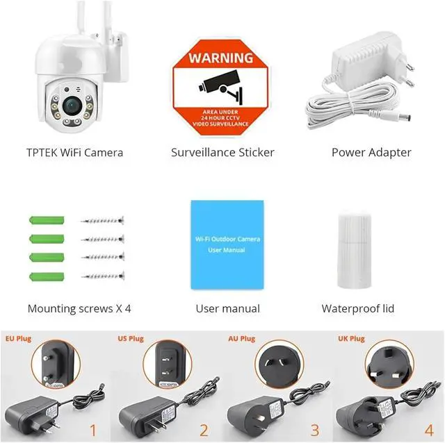 Alt view image 7 of 7 - 5MP WiFi PTZ Outdoor Security Camera, 5X Digital Zoom AI Human Detection Two-Way Audio Wireless Surveillance Cam(EU Plug,5MP NO TF Card)