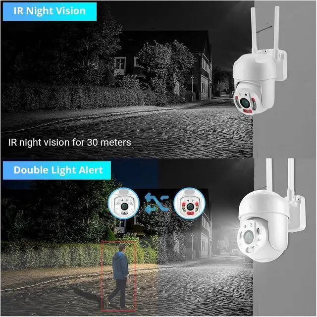 Alt view image 6 of 7 - 5MP WiFi PTZ Outdoor Security Camera, 5X Digital Zoom AI Human Detection Two-Way Audio Wireless Surveillance Cam(EU Plug,5MP NO TF Card)