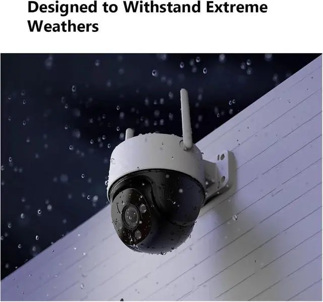 Alt view image 4 of 6 - 2Pcs 5MP WiFi Outdoor Security Camera, 360° Pan Tilt Auto Tracking, Color Night Vision IP66 Weatherproof Surveillance Cam(US Plug_2PCS Camera)