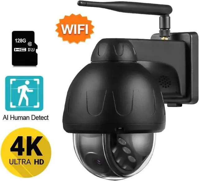Alt view image 2 of 7 - 8MP 4K PTZ IP Camera IMX415 Chip WiFi Audio Outdoor AI Human Tracking H.265 CCTV Night Vision Speed Dome Security Cam(US Plug_8MP NOT TF Card)