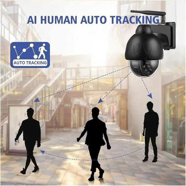 Alt view image 3 of 7 - 8MP 4K PTZ IP Camera IMX415 Chip WiFi Audio Outdoor AI Human Tracking H.265 CCTV Night Vision Speed Dome Security Cam(US Plug_8MP NOT TF Card)