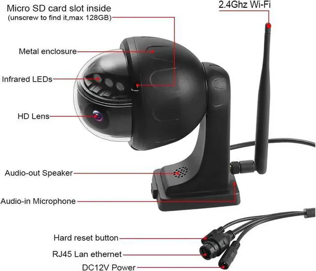 Alt view image 4 of 7 - 8MP 4K PTZ IP Camera IMX415 Chip WiFi Audio Outdoor AI Human Tracking H.265 CCTV Night Vision Speed Dome Security Cam(US Plug_8MP NOT TF Card)