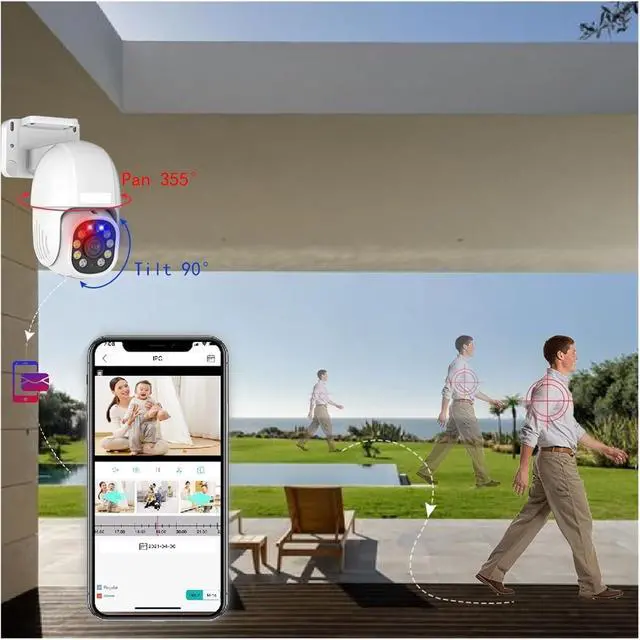 Alt view image 2 of 6 - 4K POE PTZ Surveillance IP Security Camera Red-Blue Warning Light 8MP/5MP/3MP Option Color Night Vision CCTV(3MP POE)