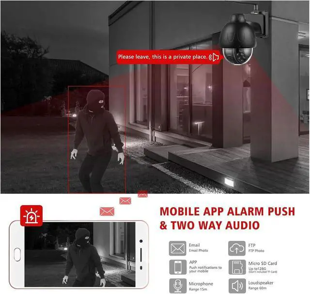 Alt view image 5 of 7 - 8MP 4K PTZ IP Camera IMX415 Chip WiFi Audio Outdoor AI Human Tracking H.265 CCTV Night Vision Speed Dome Security Cam(US Plug_8MP NOT TF Card)