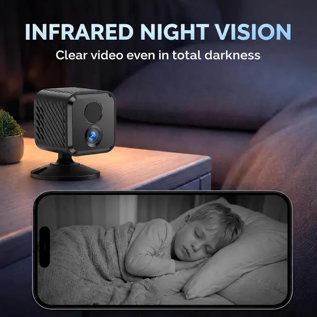 Alt view image 3 of 7 - Mini Hidden Camera 2K Mini Security Camera Wireless for Pet Dog Cat Monitor with Night Vision, 2.4 Ghz WiFi,Free Cloud Storage, No Need SD/TF Card, Hidden Cameras for Home Baby Office Room