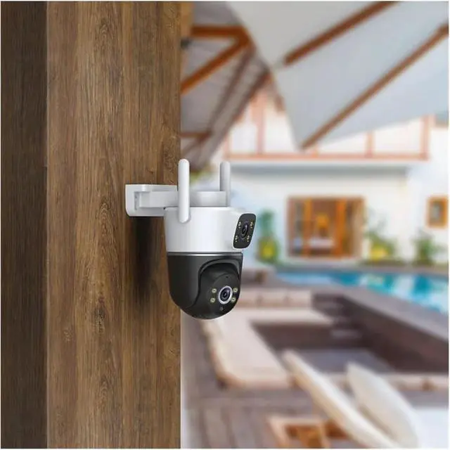 Alt view image 2 of 2 - 4G Security Camera Dual Lens Outdoor Cameras for Home Security with Pan Tilt HD Night Vision 2-Way Talk IP66 Water(US Plug,4MP 4G Add 128G SD)
