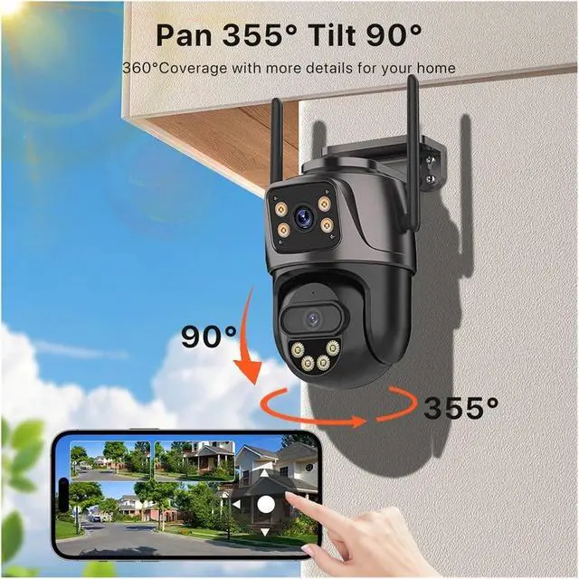 Alt view image 3 of 6 - Outdoor 4G SIM Card IP Camera Dual Screen Outdoor PTZ Camera Auto Tracking Security Video Surveillance ICsee(EU Plug)